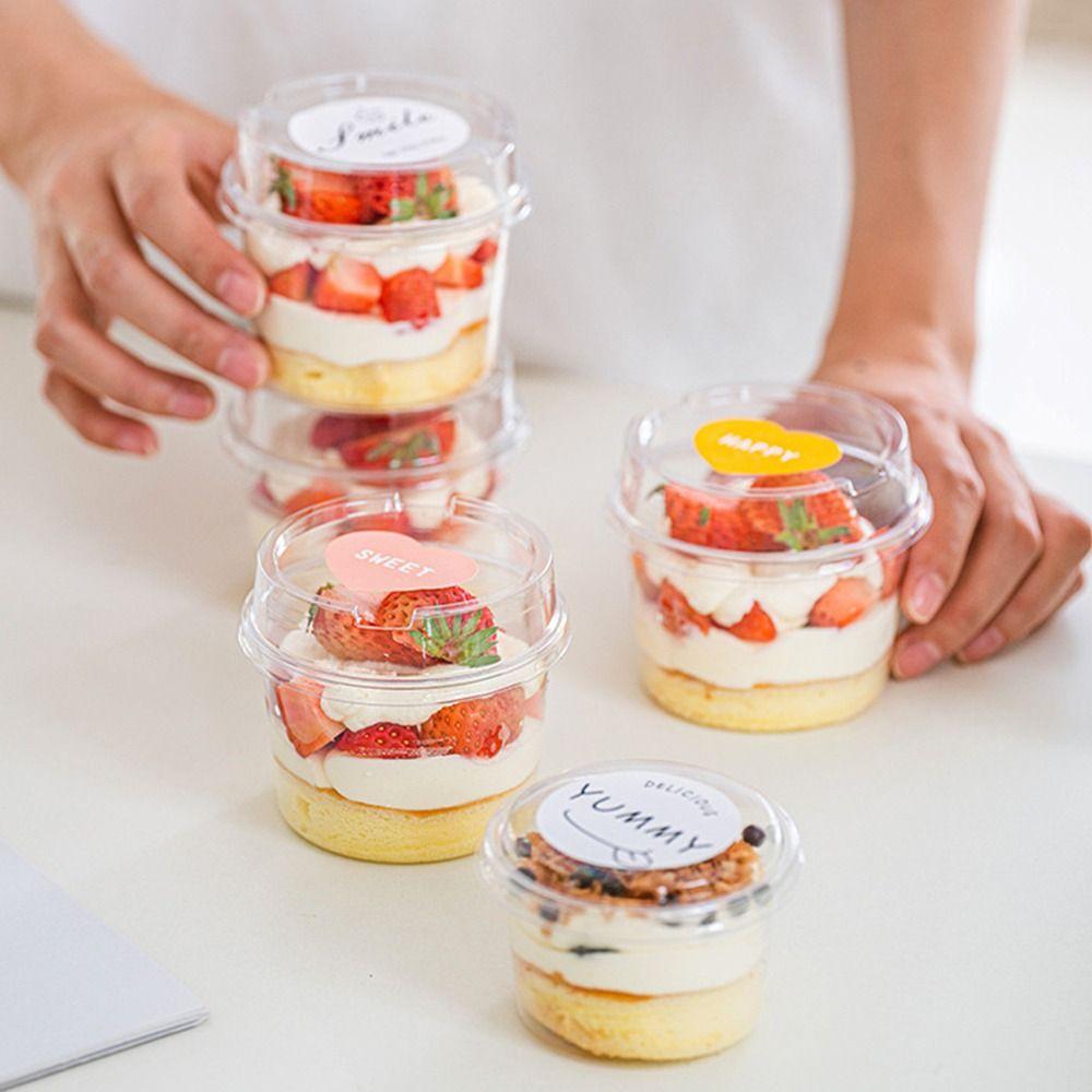 50PCS Plastic Material Salad Cups Transparent Bowl Dessert Cups Yogurt Cup  Coconut Milk Jelly