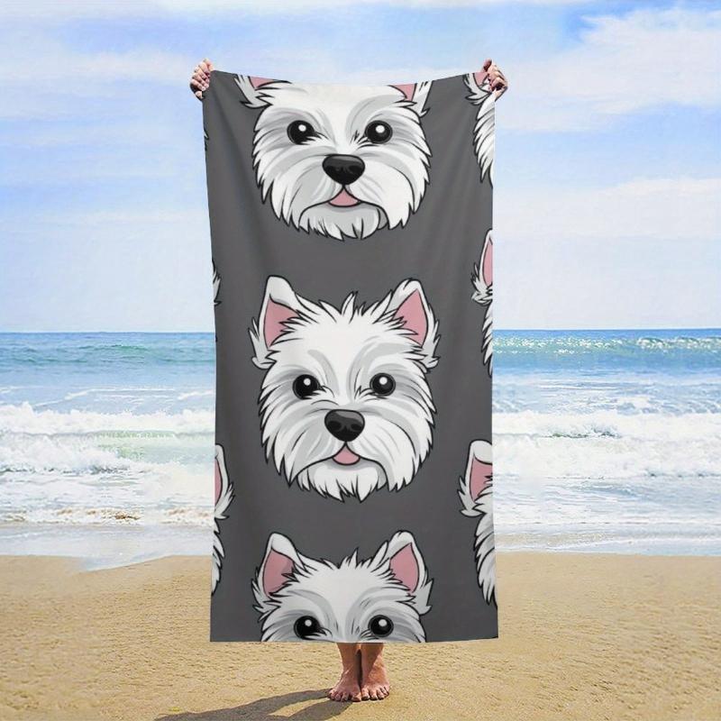 

Extra Large Quick-Dry Beach Towel - Super Absorbent Bath, Pool, Gym Towel with Westie Faces Pattern (White & Gray) - Lightweight W30*H60(CM)