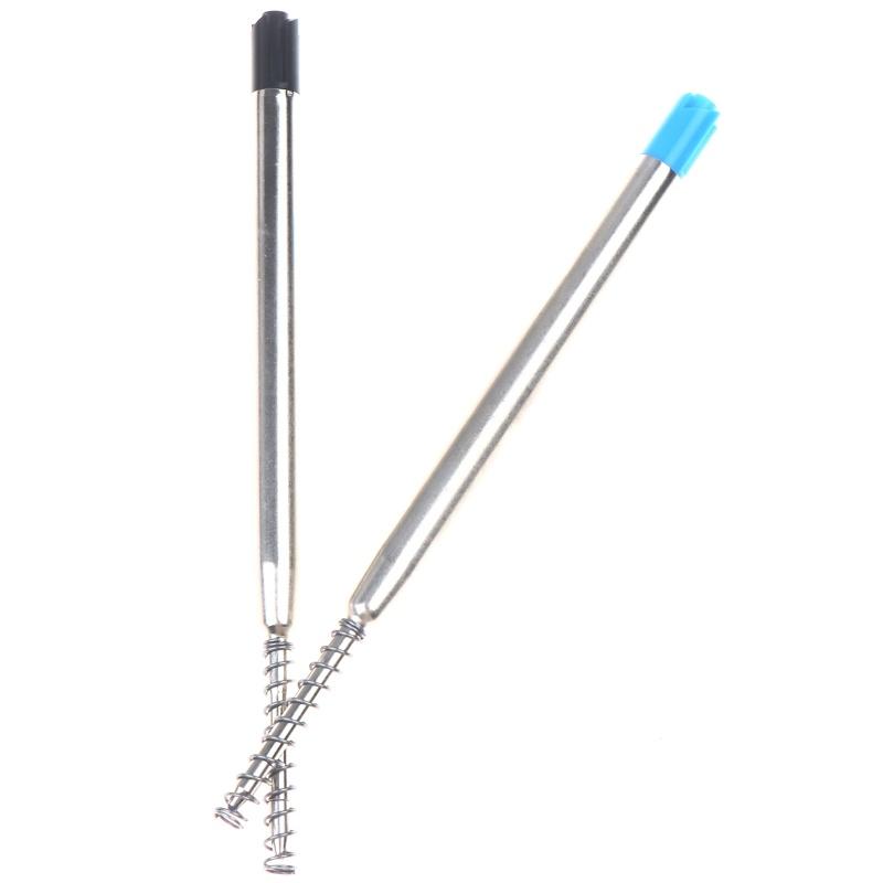 New 10pcs G2 Ballpoint Pen Refills 1mm Medium Point With Spring Universal Metal Steel Pipe Black/Blue Replacement Refills