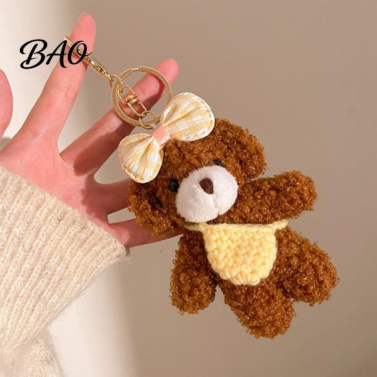 Bear Charm for Handbags Plush Keychain, Cute Puppy Bag with Soft Texture Crocheted Accessories, Stuffed Animal Pendant Women Girls Backpack Keychain