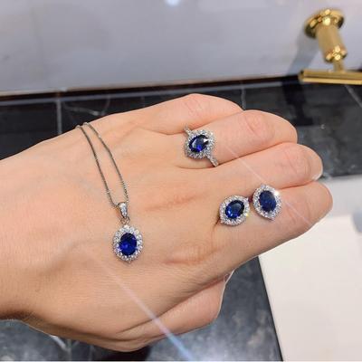 Jewelry Simulation Blue Glass Styles Earrings Pendant Jewelry Set
