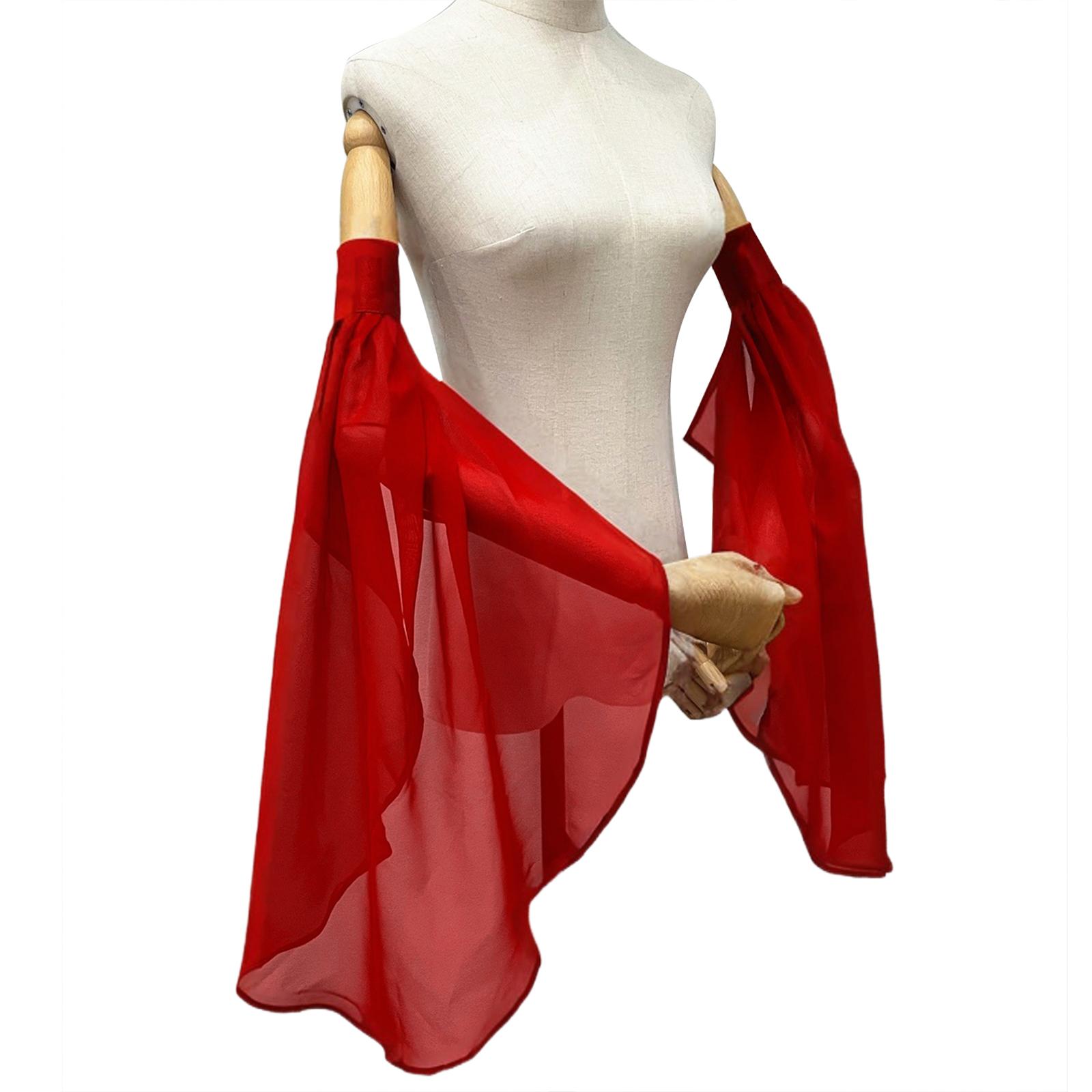 

Bride Bishop Sleeve Elegant Arm Cover Simple Long Sleeve Decorative Tulle for Wedding False Simple Gloves Sheer красный