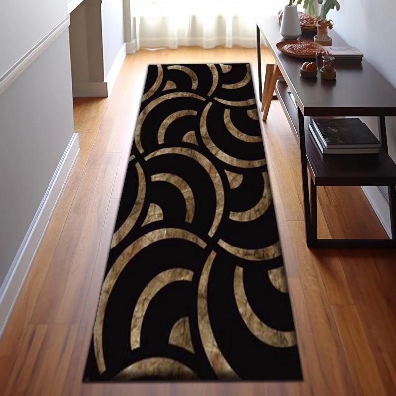 Hand Tufted Wool Runner Rug, Modern Geometric Teal Brown for Hallway Home Decor