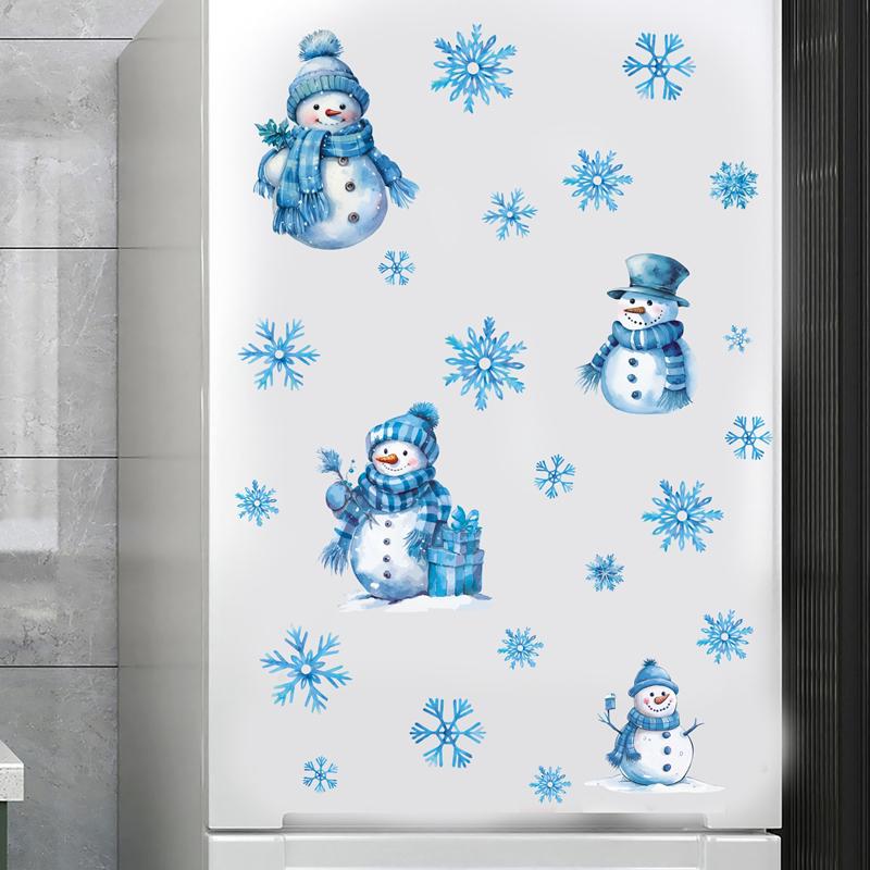 Jul Snöflinga Snögubbe Väggdekaler Julglasfönster Vardagsrum Heminredning Tapetkonst Avtagbar Nyårsdekal