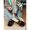 Retro non-slip thick-soled fluffy shoes for winter wear 2025 to increase the height, add fleece to keep warm, and wear Birkenstock cotton shoes for 
