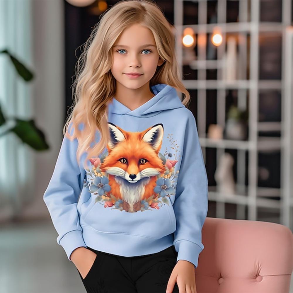 Dětské mikiny s kapucí 3D potisk Kreslená liška Streetwear Chlapci Dívky Unisex Mikiny Oversized mikina s kapucí Kawaii Pulovry Teplákové soupravy Oblečení