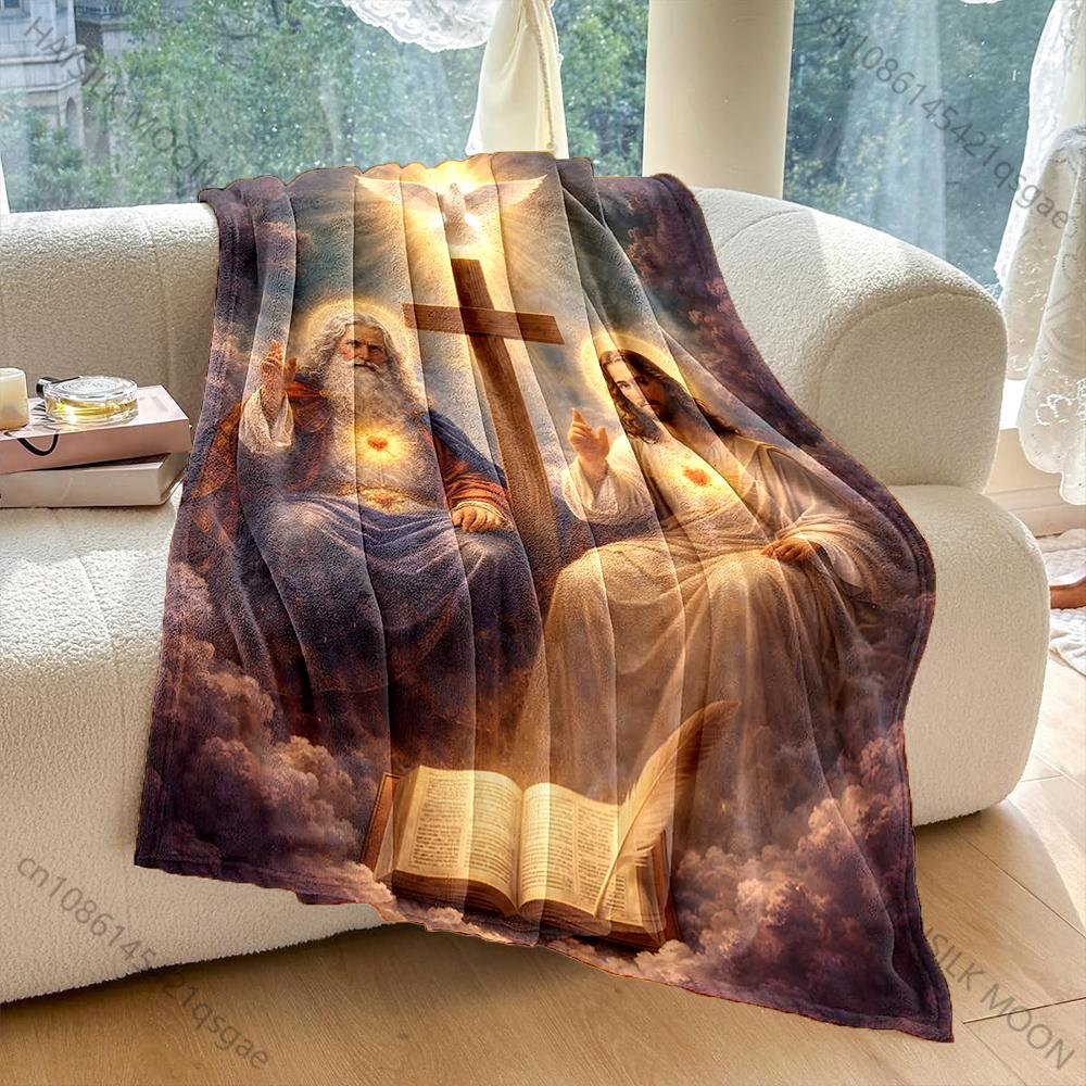 Holy Spirit Cross and Sacred Book Print Blanket Warm Soft Fluffy Kids Adult Sofa Bed Throw Blanket Outdoor Travel Camping RV