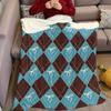 Argyle Bow Print Flannel Blanket Warm Soft Halloween Christmas Couch Warm Cozy Decorative Decor Gift for All Season