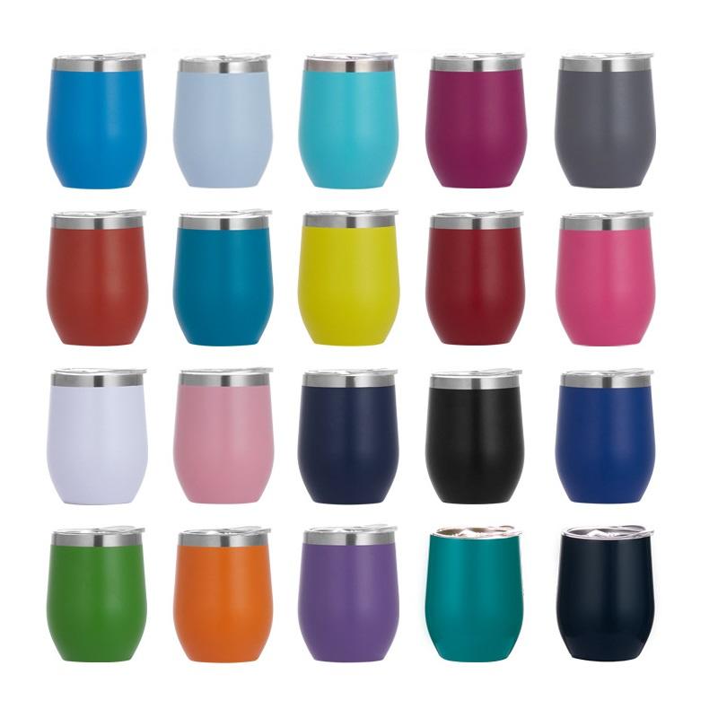 Colors Painted Egg Shape Wine Cooler Coffee Thermos Mug 10oz Stainless Steel Double Wall Wine Vacuum Flask