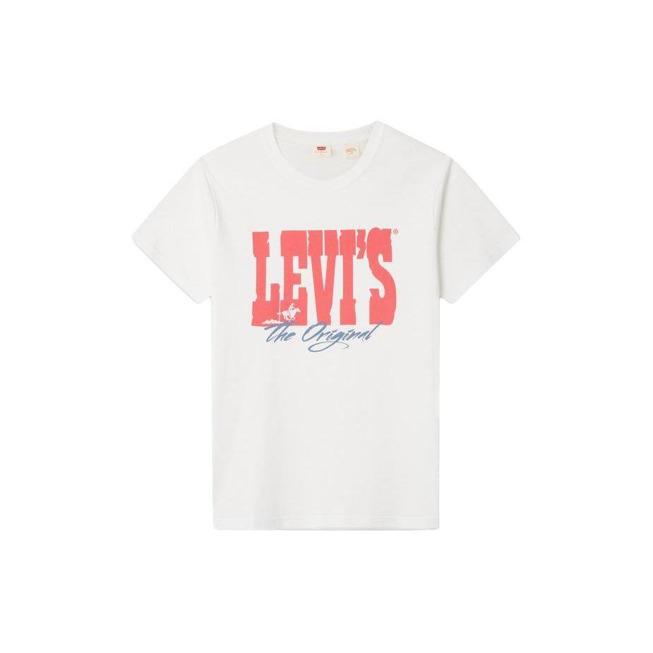 Levis Letter Logo Printed Round Neck Short Sleeve T-Shirt Men Tops White A9228-0000