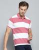 MONTE CARLO Mens Striped Pink Collar Neck Half Sleeve T-Shirt