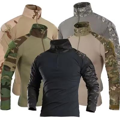 Men'S Outdoor Tactical Hiking T-Shirts,Hunting Camouflage Long Sleeve Hunting Climbing Shirt,Male Breathable Sport Clothes