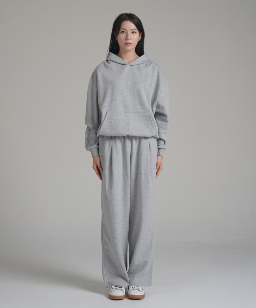 Noming One-Pleat Wide Sweatpants - Gray