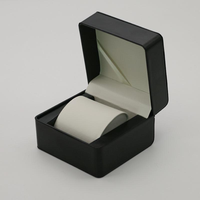 Rounded Corner PU Leather Single Watch Storage Box with Threaded Flip Cover