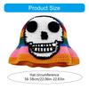 Striped Skull Design Crochet Bucket Hat Crocheted Acrylic Knit For Outdoor Stretchy Unisex Fit