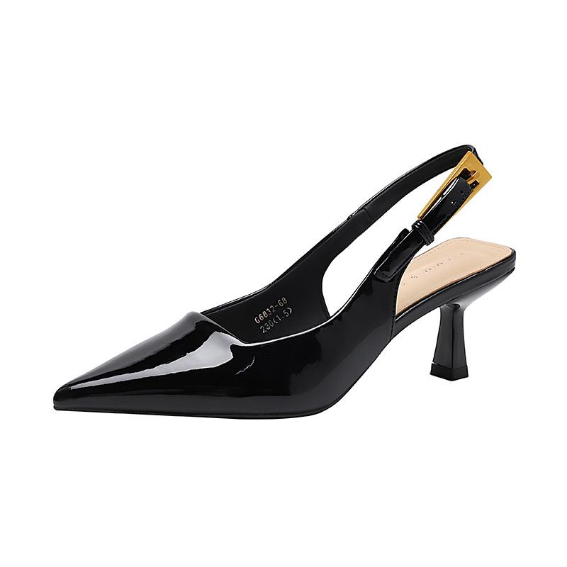Fashion Nude Pointed Toe High Heel Sandals Women Open Back Slingback Stiletto Dress Shoes