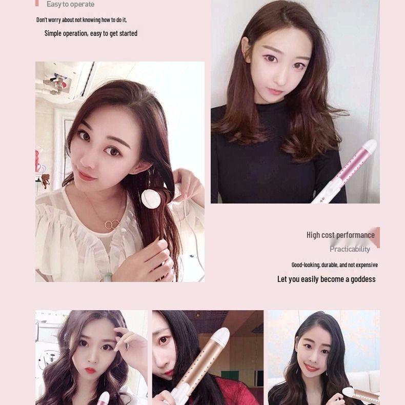 Dual-Use Electric Curling Iron & Mini Straightener for Women - Large Curls, Straightening, Bangs, and Perming.