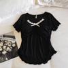 Women's Modal Pajama Set: Summer Short Sleeve & Long Pants with Chest Pad