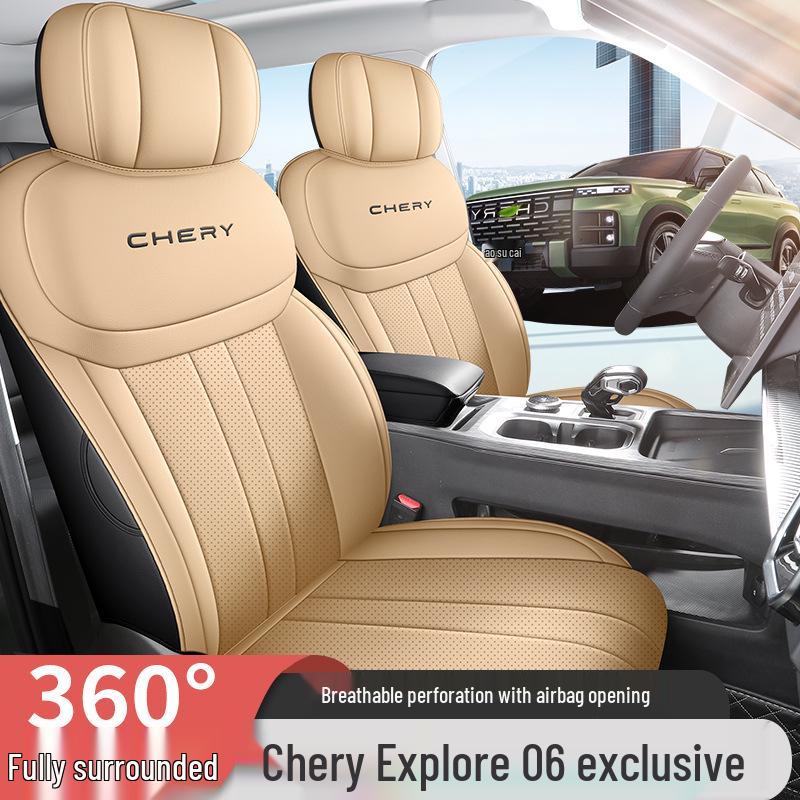Universal Full Leather Car Seat Cushion for Explore 06 - New Model, Fits Five-Seat, All-Season Use.