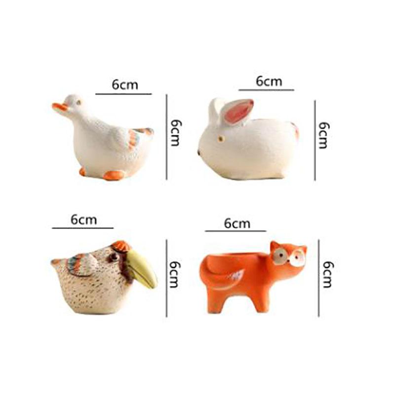 Cartoon Flower Pot Animal Vase Ceramic Rabbit Duck Fox Garden Courtyard Succulent Potted Table Top Small Vase Home Decor Gifts