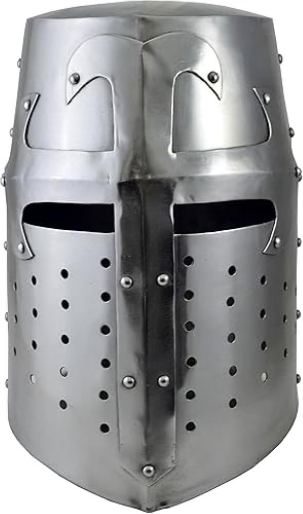 Středověká templářská křižácká rytířská helma, rekvizita, cosplay, ocelová, pro historickou rekonstrukci, hraní rolí, halloweenský kostým, nositelná helma, dárek, manžel, dárek pro muže