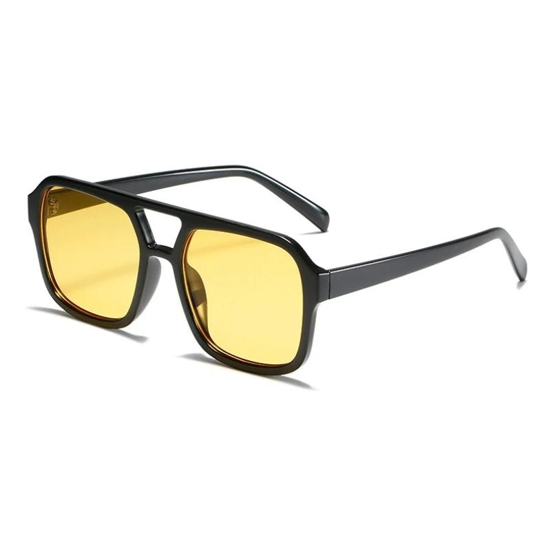 Retro Square Sunglasses Women Men New Trends Double Beam Yellow Big Sun Glasses Female Oversized Eyewear Shades UV400