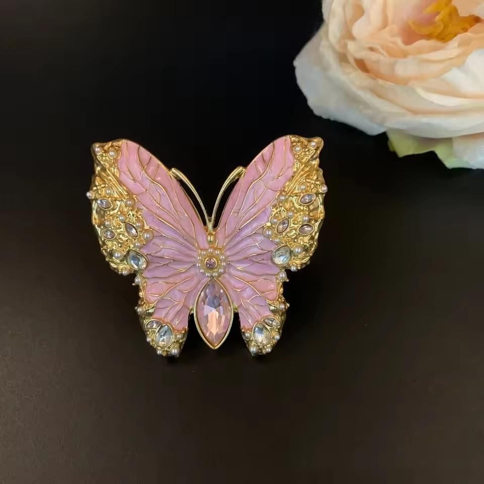 SKEDS Französische Schwere Handwerkskunst Schmetterlingsbrosche Damen Luxus Strass-Insekten-Anstecker Persönlichkeit Eleganter Schmuck Klassischer Schmuck