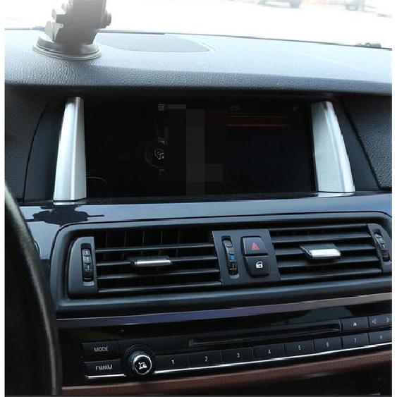 2×Silver ABS Central Console GPS Navigation Cover For BMW 5 Series F10 2014-2017