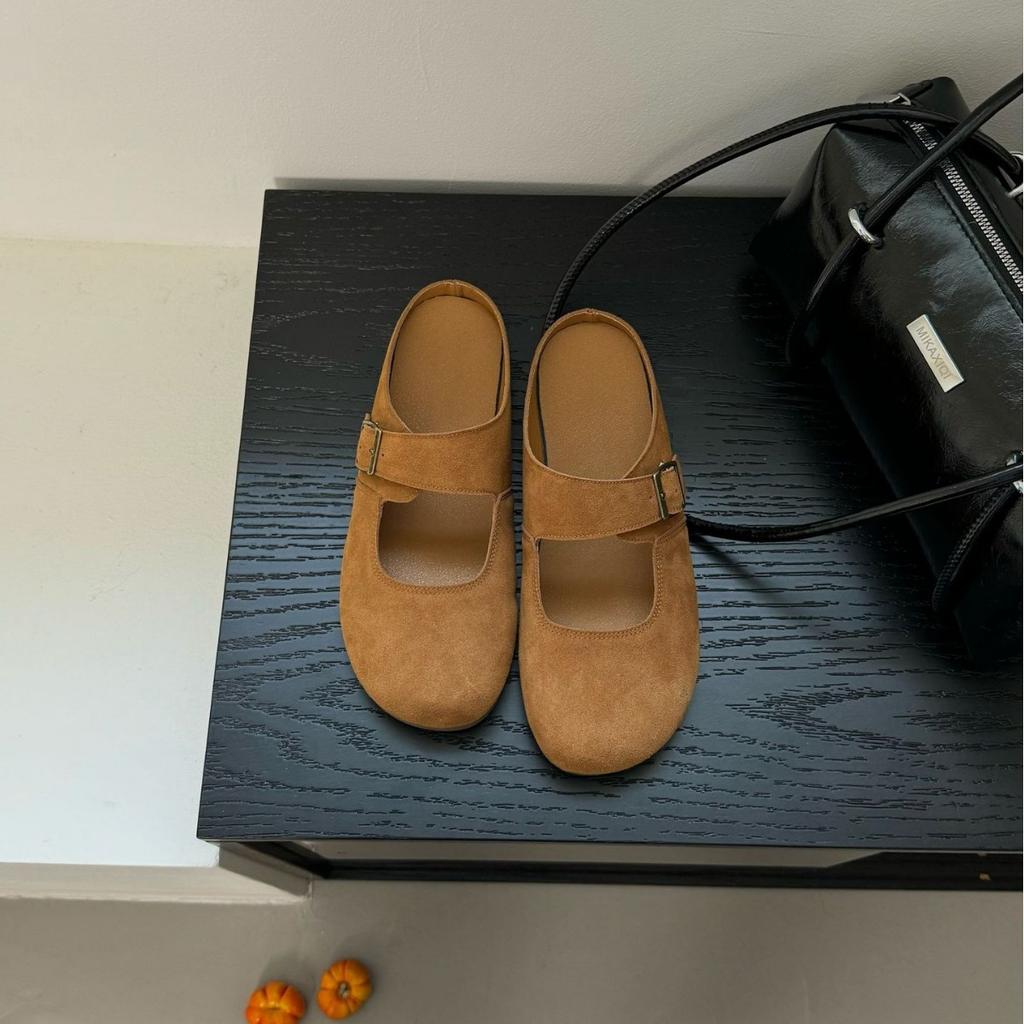 Spring new platform Boken shoes Korean version of casual style big head cute and ugly half-drag Muller shoes women's empty shoes women