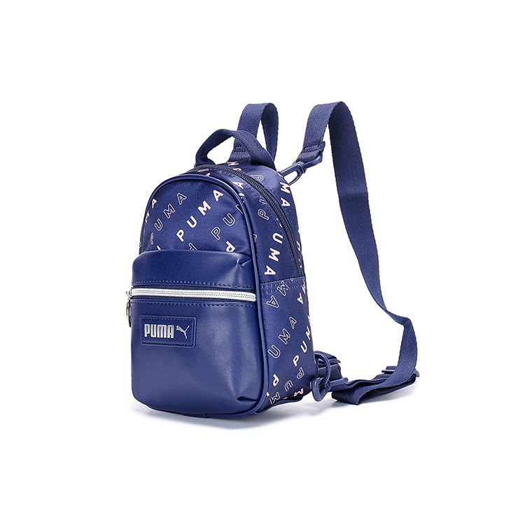 Puma Zipper Closure Synthetic Leather And Fabric Backpack Women Backpack Blue 078333-02 OSFA