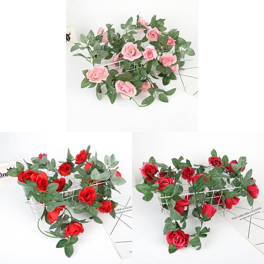 Seidenrosen-Ranken-Dekoration mit Kristallen für Hochzeiten und als Wandkunst für Zuhause