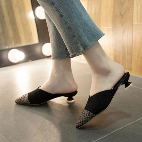 Damen Sommer Einfarbig Niedrigen Absatz Hausschuhe Weibliche Koreanische Version Oberbekleidung Spitze Zehen Alle-spiel Nicht-slip Verschleiß-beständig Sandalen Hausschuhe