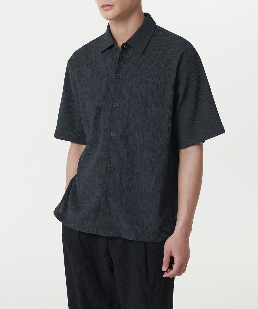 Musinsa Standard Crinkle Relaxed Short Sleeve Shirt [Iron Grey]