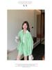 Spring/Summer Color Block Shirt & Elastic Waistband Shorts Set for Women