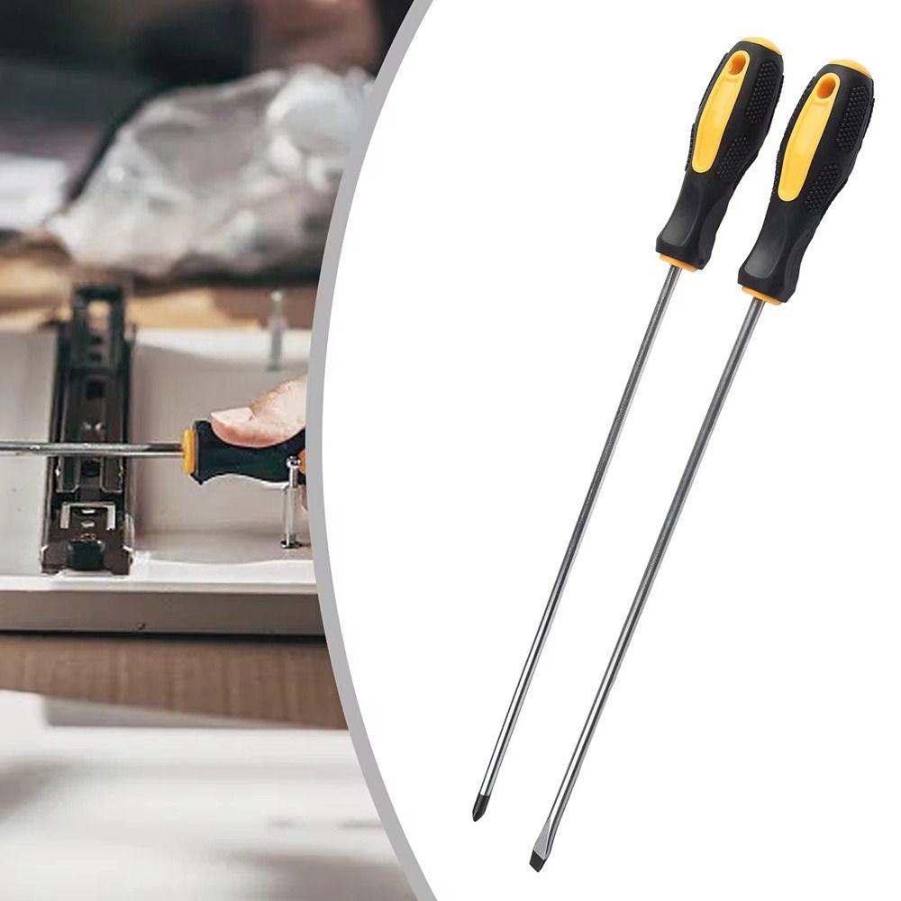 6x300mm Screwdriver Long Slotted Cross Head Screwdriver Bits Rubber Handle Multipurpose Magnetlc Manual Screw Driver Tools