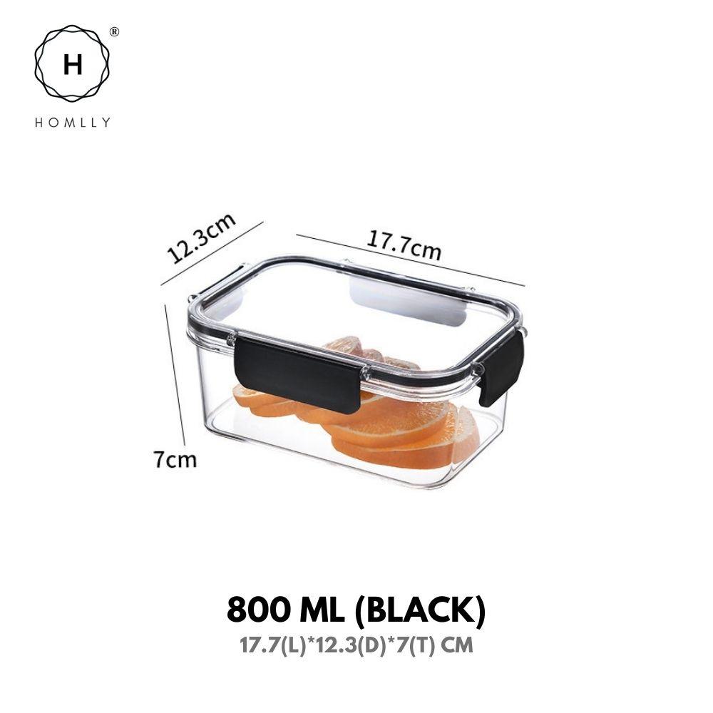 HOMLLY BPA-Free Air Tight Plastic Food Storage Container with Four-Latch Lid for Lunch, Meal Prep and Leftovers  ( X3 PCS)