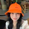 Japanese Cute Ugly Orange Letter Embroidered Fisherman Hat Funny Face Showing Little Beret Casual and Versatile Sun Protection Fisherman Hat