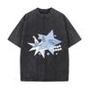 Silent Treatment Blue Face Star Collage Graphic Vintage Distressed Loose Streetwear Tops for Campus Days