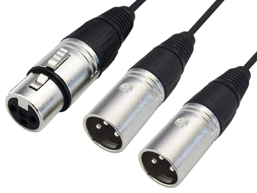 F-Factory XLRCannon Plug (Female) to XLRCannon Plug (Male) x 2 Splitter Cable, 0.1m, FNT-XY-71001J