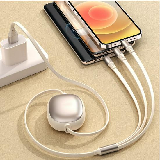 100W Retractable 3-in-1 Fast Charging Cable with Custom Logo
