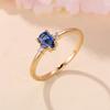 Charm Female Blue Water Drop White Round Zircon Stone Ring Gold Color Elegant Gift Wedding  For Women