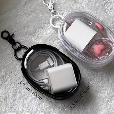 Compact And Transparent Portable Data Cable Headphone Storage Bag Portable Multifunctional Storage Box With Hook