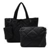 VITAFELICE Women's 3-Piece Quilted Two-Way Nylon Tote Bag (vnsb-490z, Black)