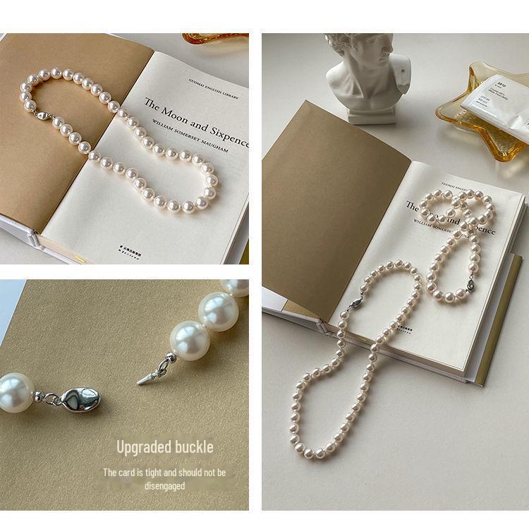 Náhrdelník z bílých perel Shijia - Elegantní, svěží a luxusní řetízek z mušlových perel pro ženy