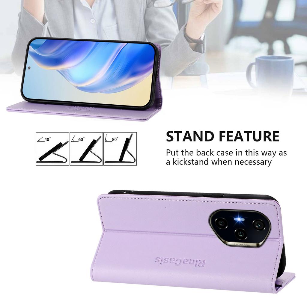 For Honor 400 5G (Global) Leather Case RINACASIS RC01 Phone Cover with RFID Blocking Wallet Stand