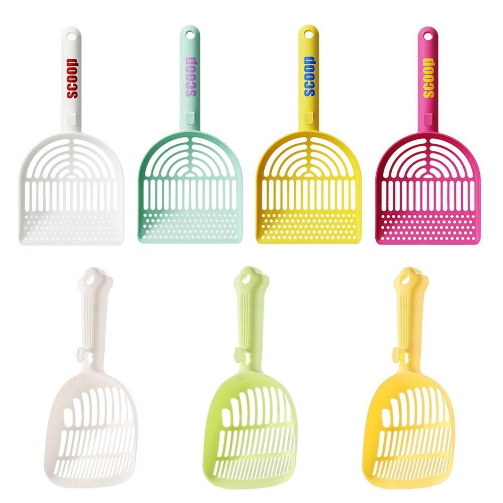 Plastic Material Cat Litter Scoop Large Size Fine Holes Cat Cleaning Tool Long Handle Durable Construction Litter Box Shovel