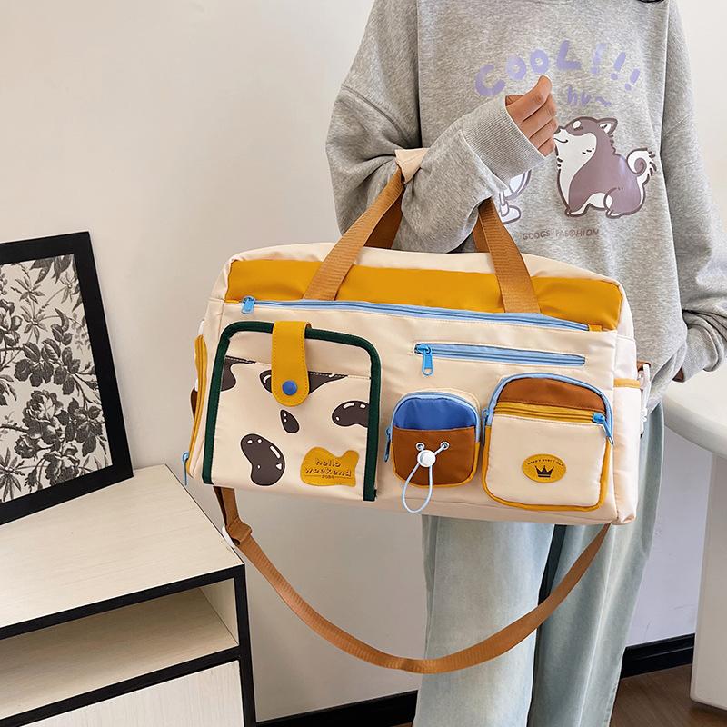 Children's fun casual large-capacity portable travel bag with shoe compartment dry and wet separation sports fitness bag can cover tie rod