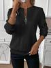 Hoodie Textured Women's Solid Color Long Sleeve Casual Top Loose Half Open Collar Autumn Winter