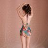Swimsuit Perspective Hip Skirt Summer Colorful Smudging Printing Fun Deep Ditch Seduction Nightdress Female Sexy