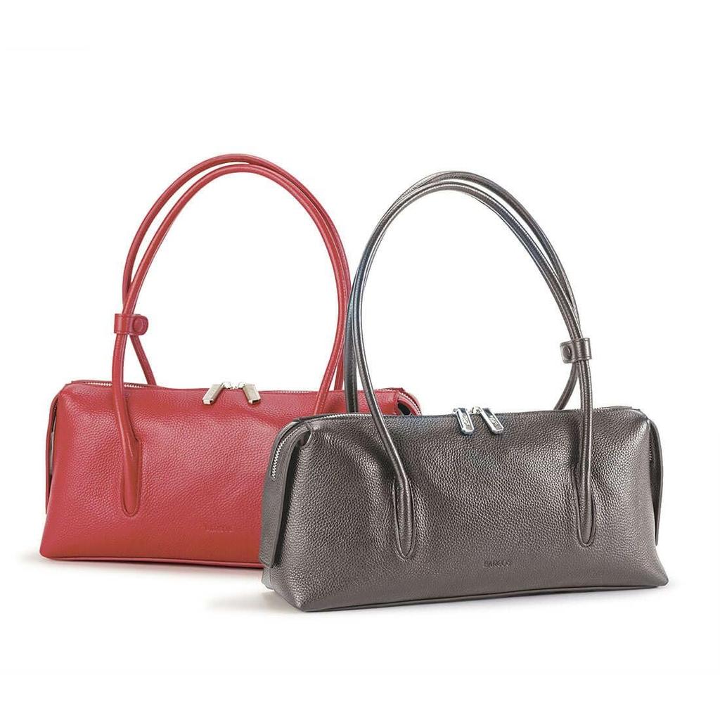 Barcos Leather Shoulder Wide Interior Pocket for Easy Perfect for Black Bag, Handbag, Women's, Zipper, Self-Standing Body, Shape-Retaining, Access,